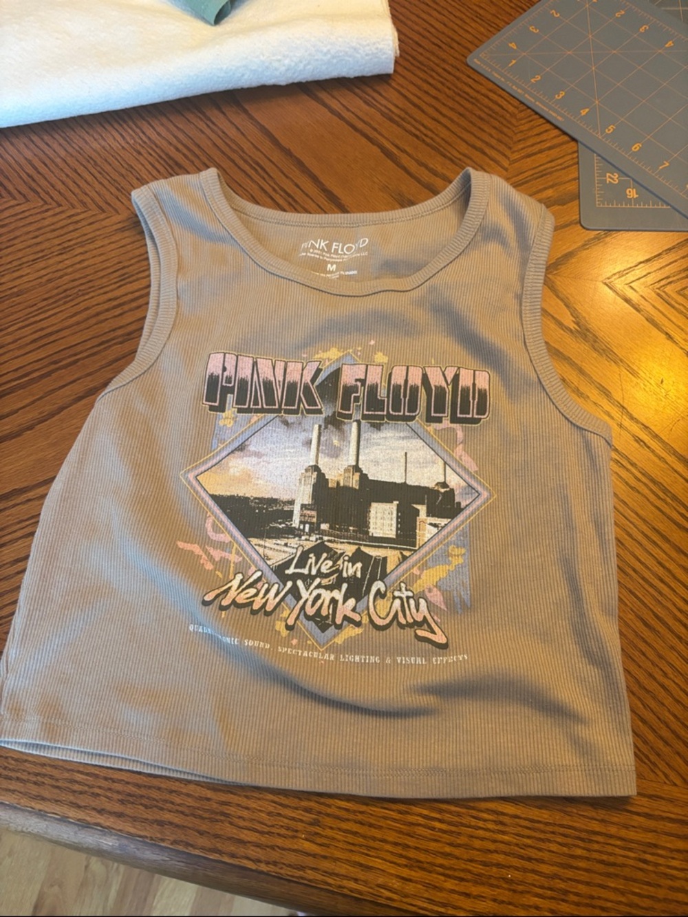 Pink Floyd Women’s Tank Top - Light Gray with Pink & Yellow Graphic